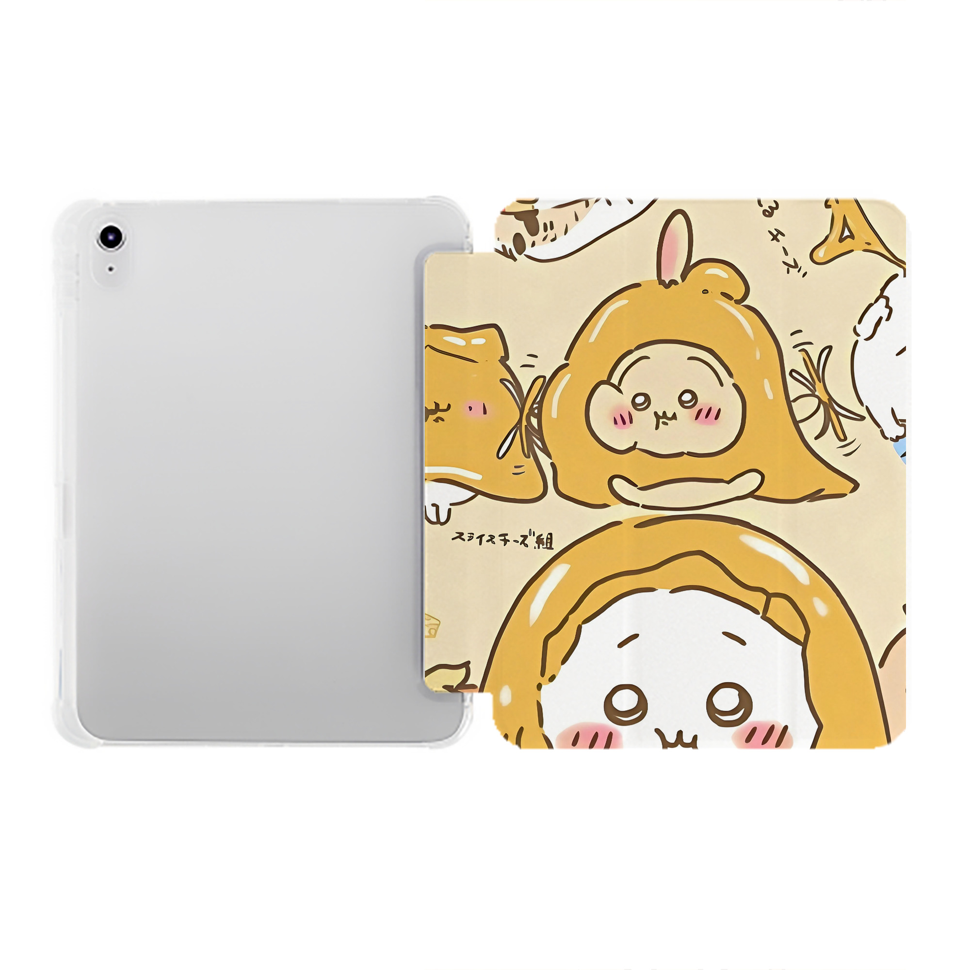 （画像用） ちいかわ Chii-kawa IPad ケース ペン収納付き 三つ折りスタンド PUレザー×シリコン 対応機種9.5/10.5/10.9インチ